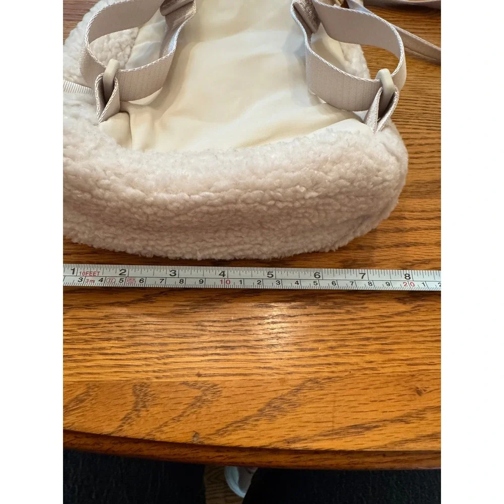 Lululemon Backpack Nano Women White Like New Fleece Sherpa Gold Hardware